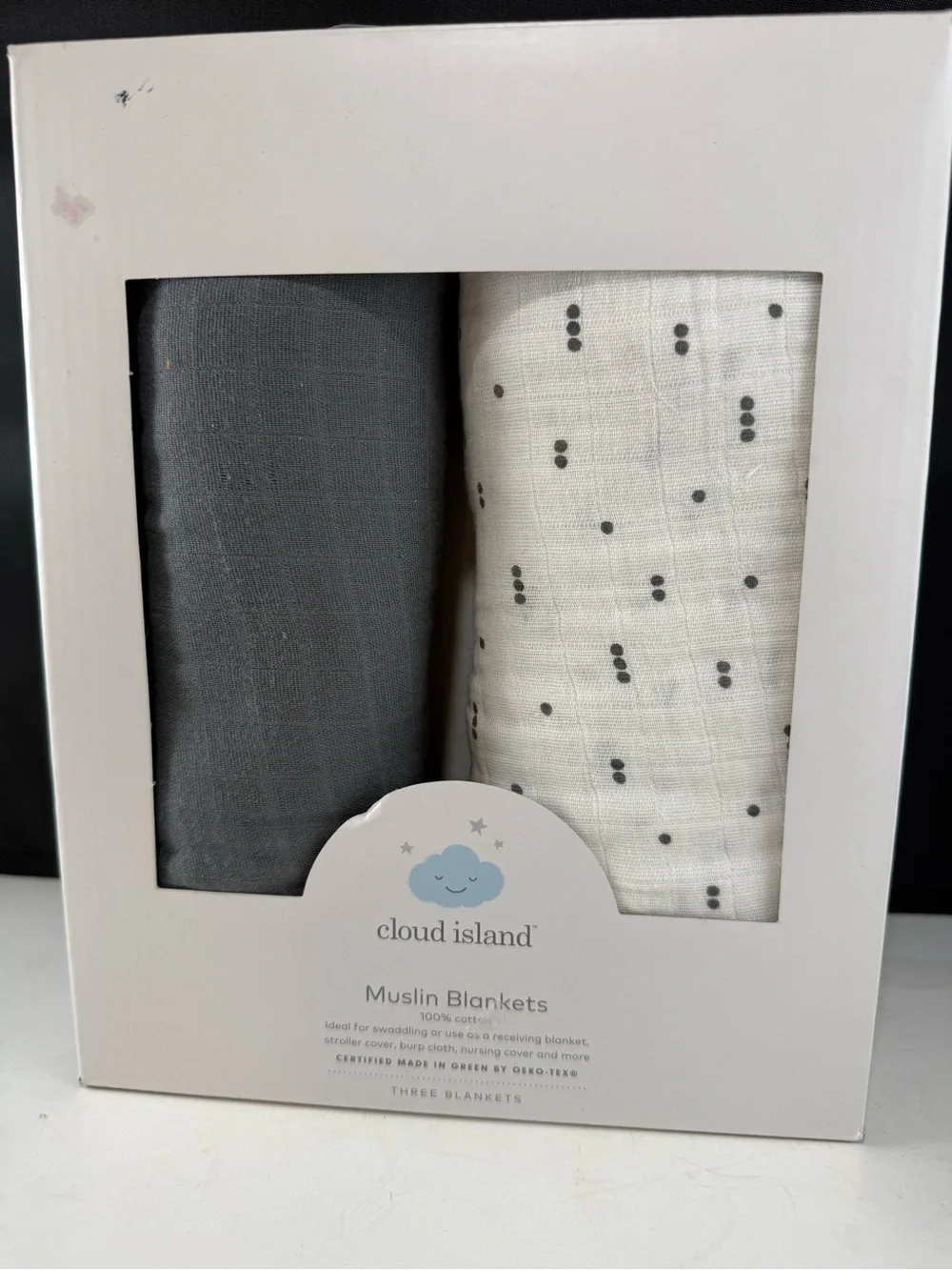 cloud island Waffle 3 Hooded Baby Towels & 2 muslin swaddling blankets NEW